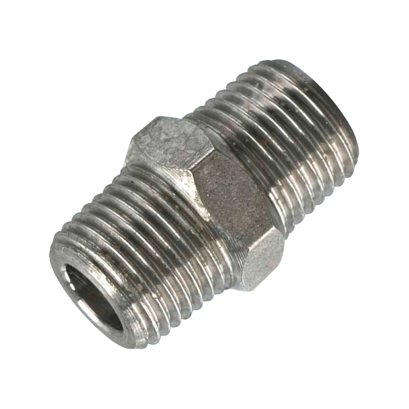 Mamelon double mâle égal conique inox A4 pour air comprimé