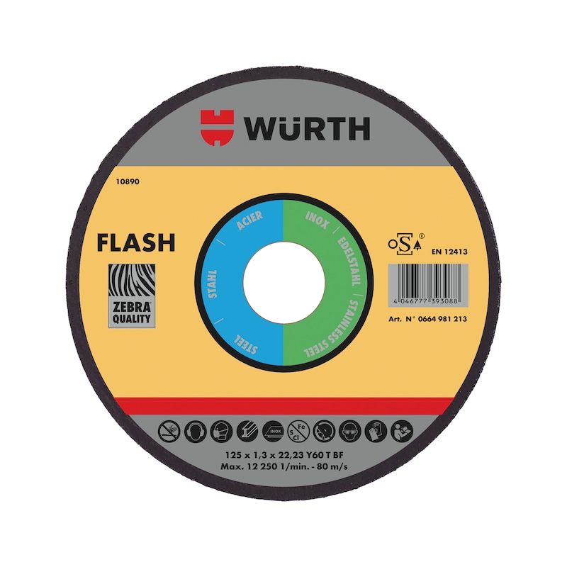 Disque à tronçonner Flash pour acier et inox Ø125 mm