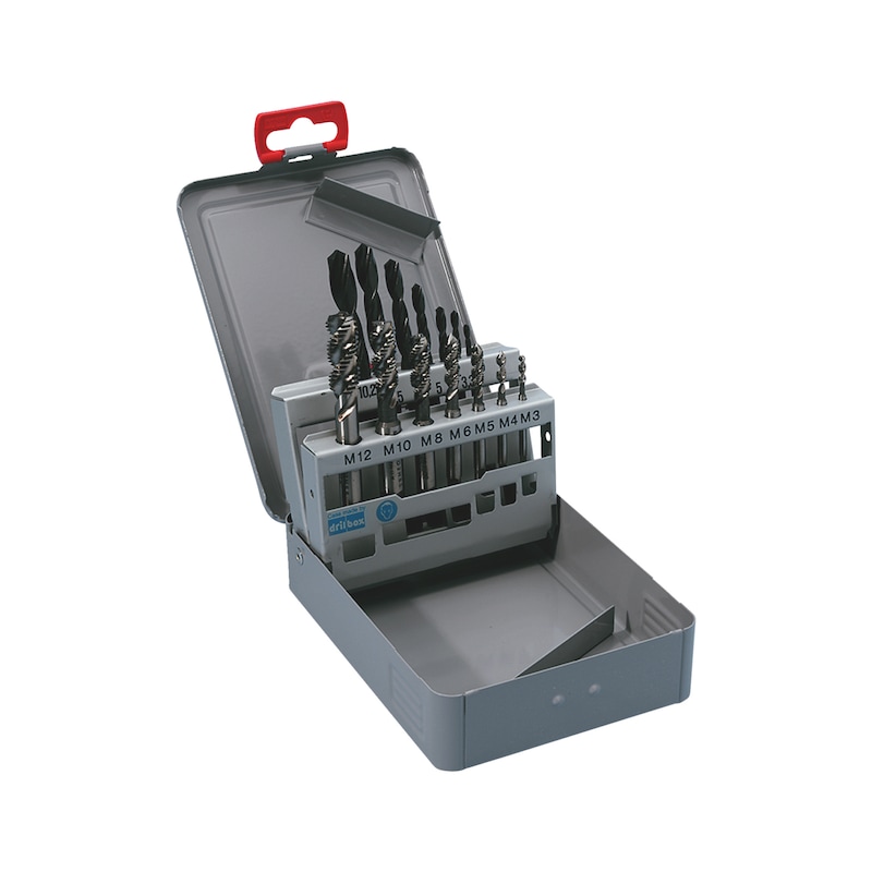 Coffret de tarauds machine avec forets métaux - M3 à M12