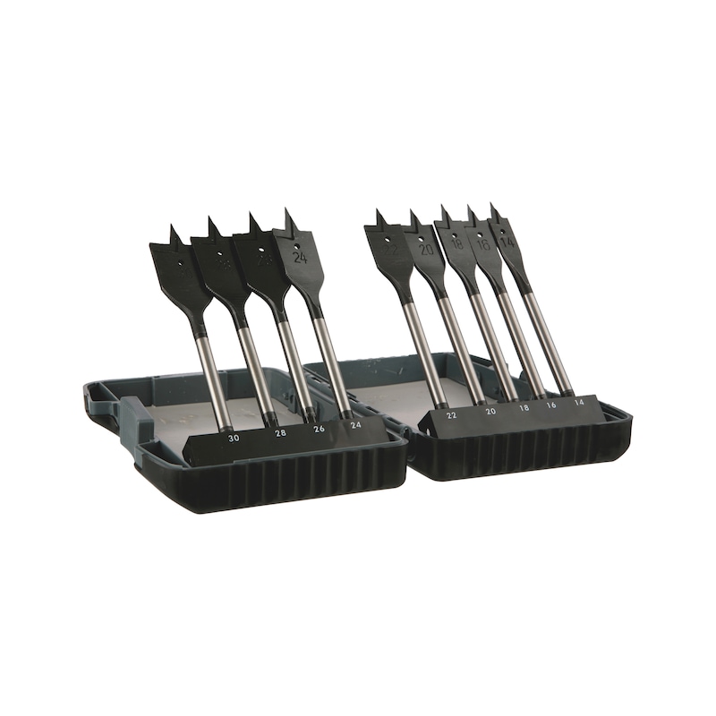 Coffret de 9 forets à bois plats