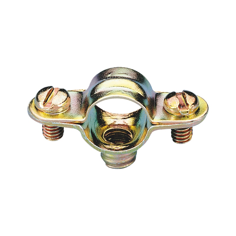 Collier acier zingué jaune M7x150 pour tuyaux sanitaires