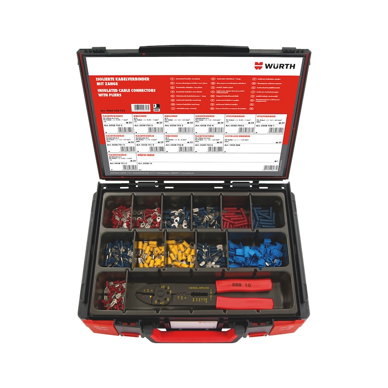 Coffret de cosses isolées avec pince - 321 pièces