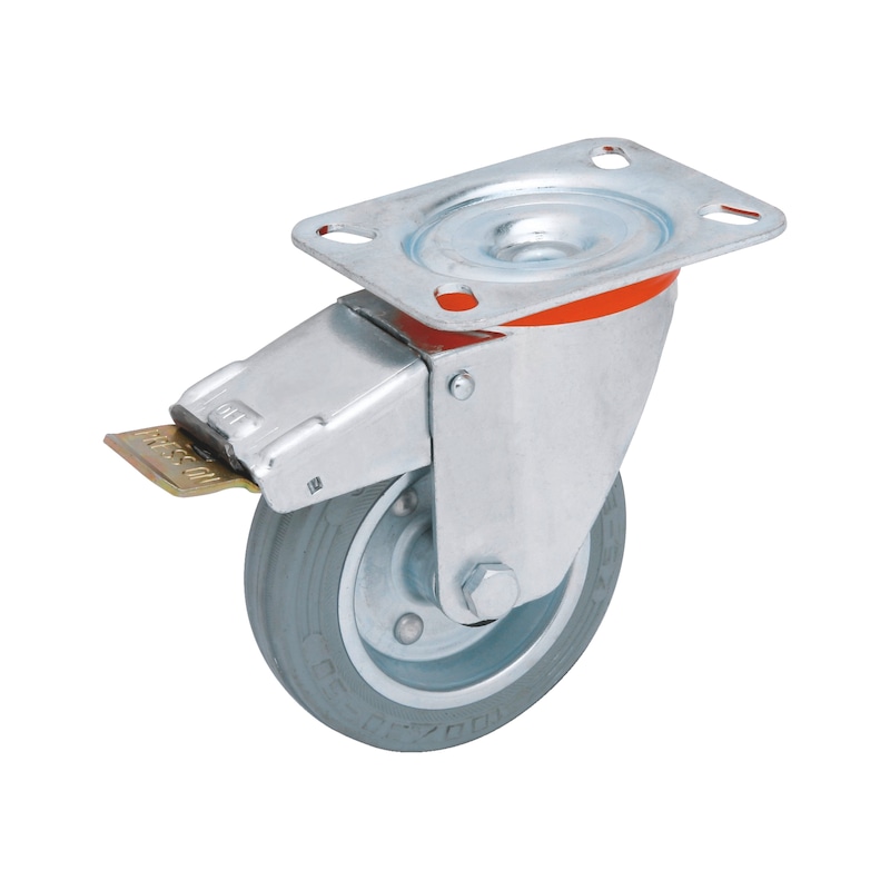 Roulette pivotante caoutchouc avec frein pour meubles/commerces