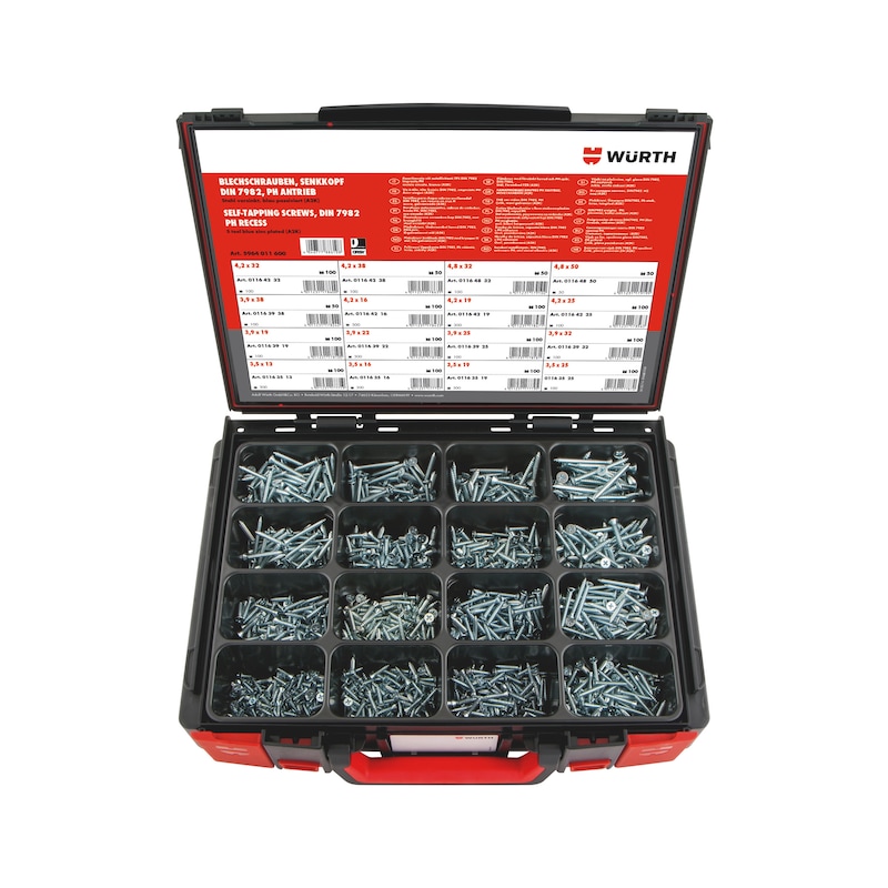 Coffret de vis à tôle à tête fraisée (TF) Phillips