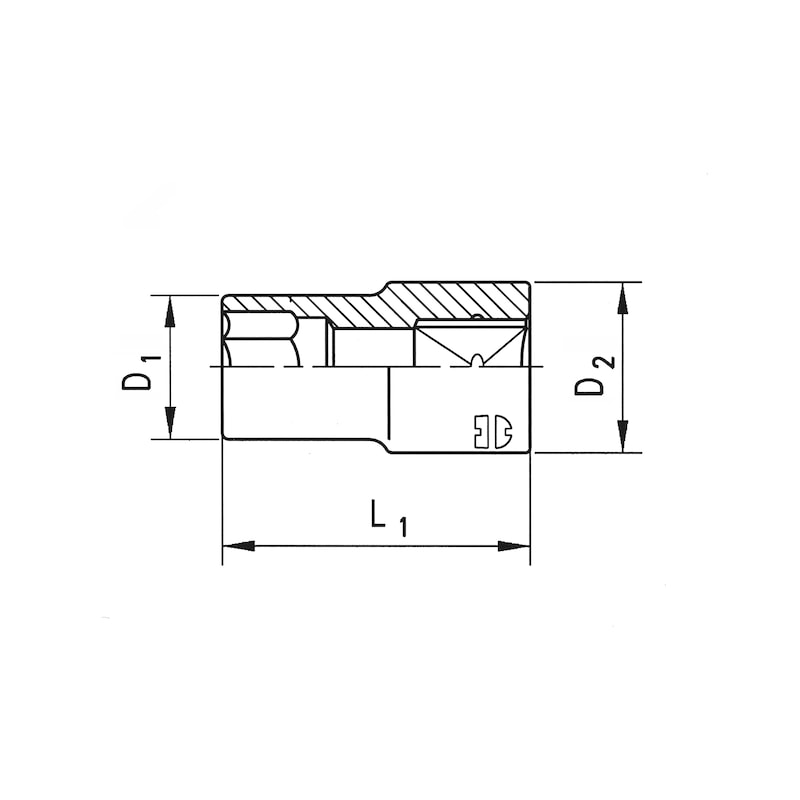1/2-inch socket wrench insert, TX head for external TX screws, short - SKTWRNCH-1/2IN-EXTX-E20