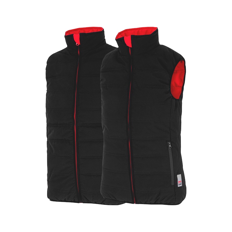 Gilet de travail sans manche réversible MOON matelassé - noir/rouge