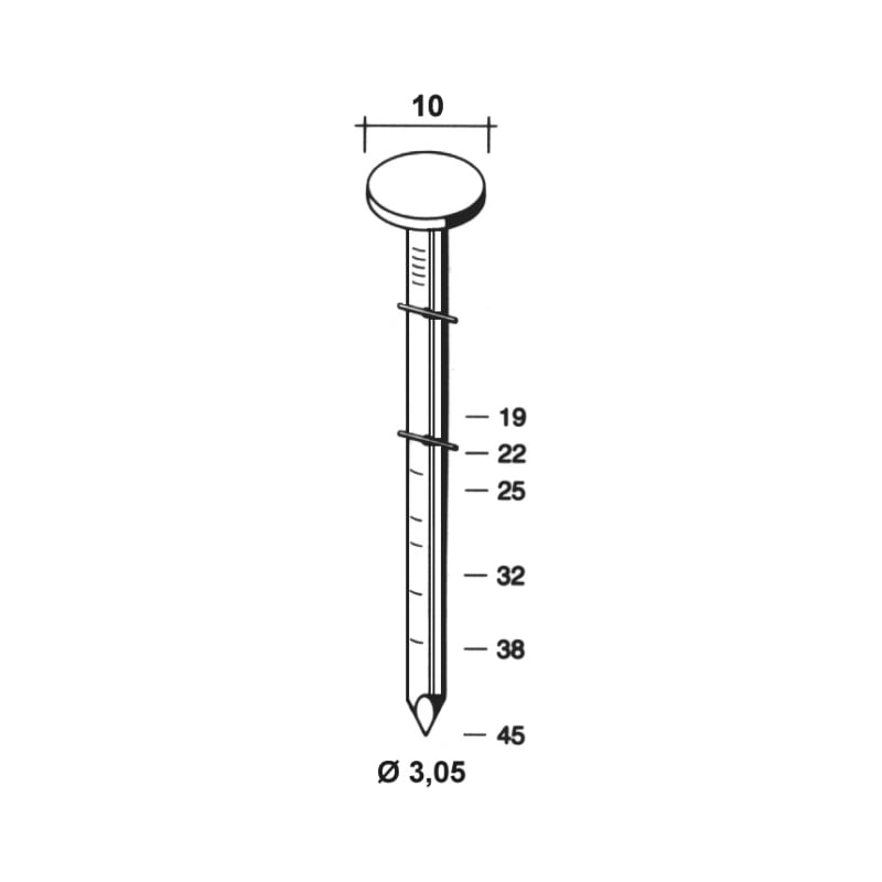 Pointes en rouleau 16° galva 50µm pour toiture - tête large