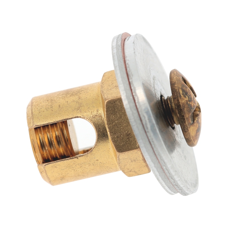 Cosse laiton à vis poêlier avec rondelle bimétal