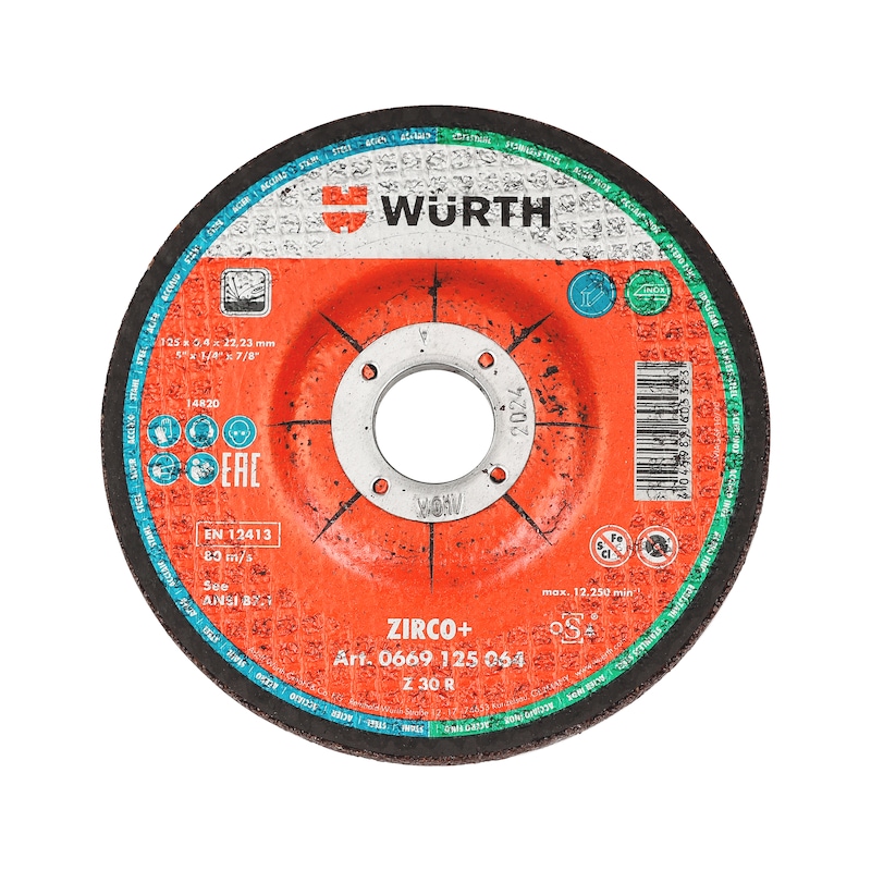 Disque à meuler pour acier/inox Zirco plus Ø125 et 230mm