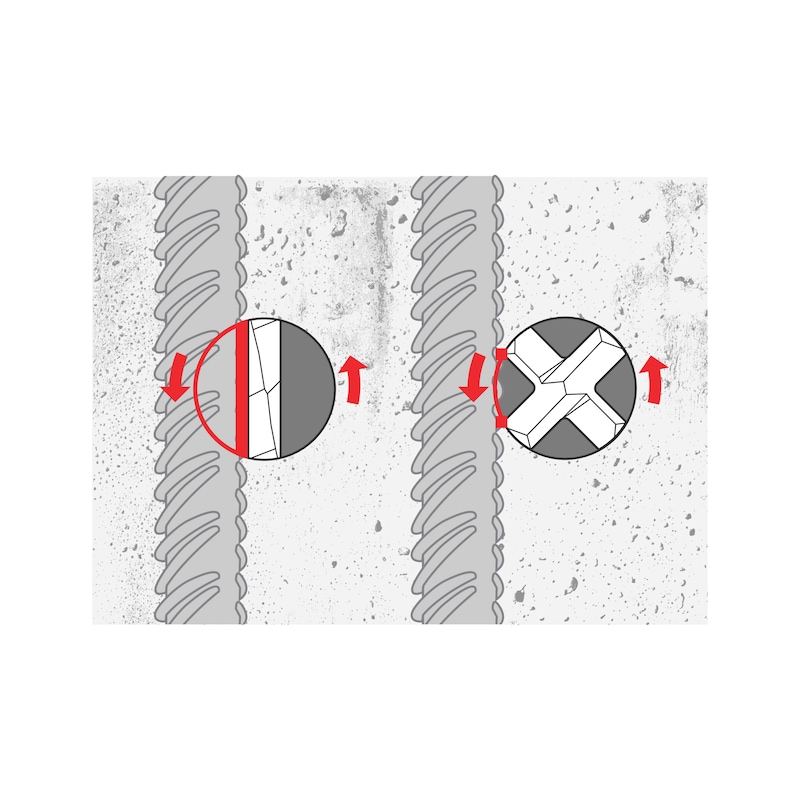 4-CUTTER PLUS HAMMER DRILL BITS - DRL-HAM-BIT-PLUS-QUAD-D14.0-L210-WL150MM