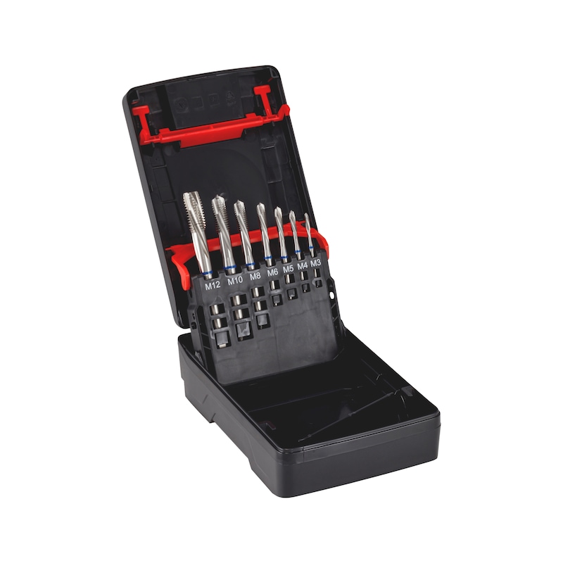 Coffret de 7 tarauds machines HSCo NeoTap bleus pour trou débouchant