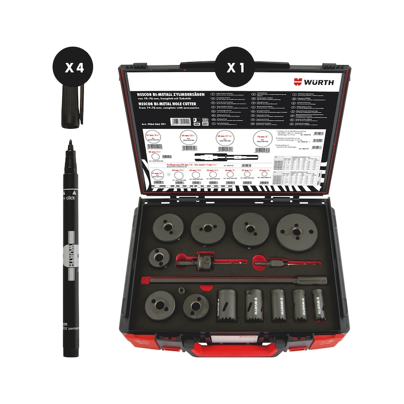 Lot de scies cloches HSCo8 avec marqueurs permanents - 2 pcs