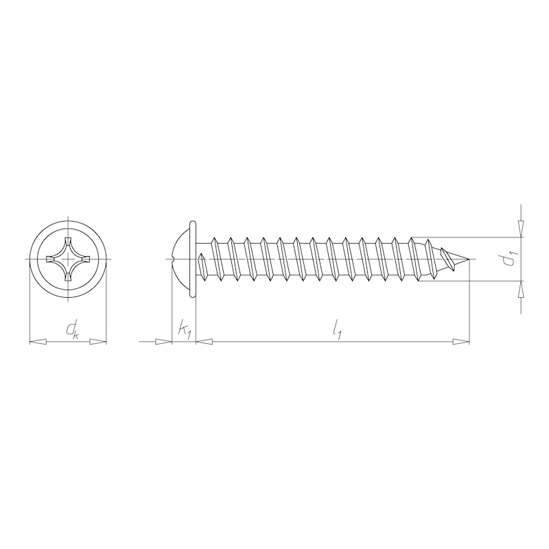 Vis à tôle - tête cylindrique bombée avec embase - acier zinc-nickel noir (ZNBHL) - forme C - cruciforme PH