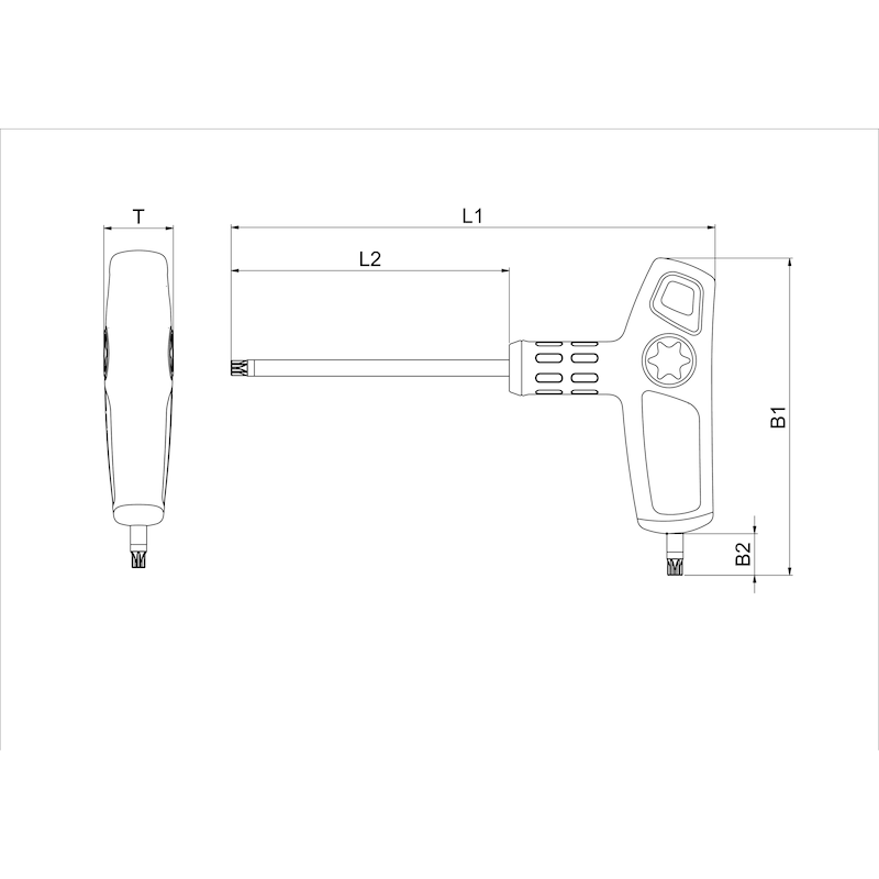 2-komponentse T-käepidemega TX võti külgotsikuga - TX VÕTI T-KÄEPIDE TX40X235MM