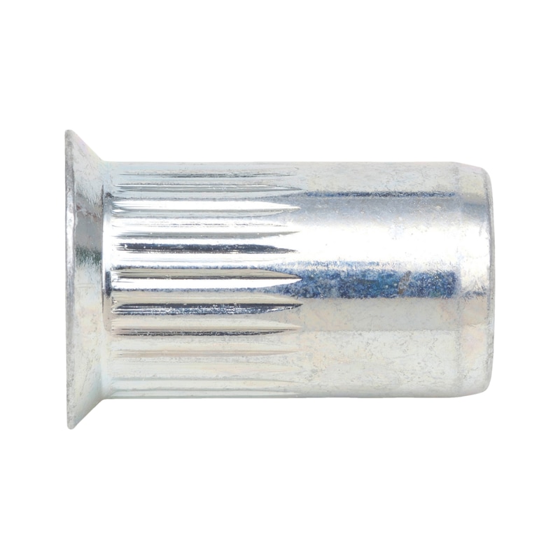 Insert fileté - tête fraisée avec fût cranté - inox A2 brut