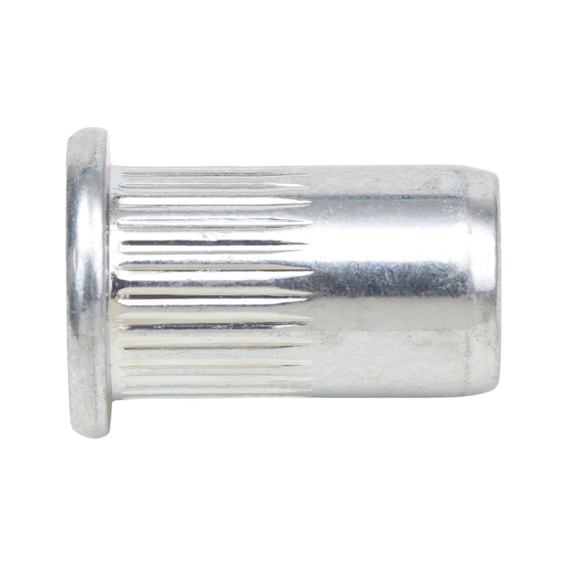 Insert fileté - tête plate avec fût cranté - inox A2 brut