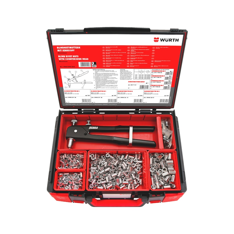 Coffret d'inserts filetés avec tête fraisée 505 pcs - Sysko