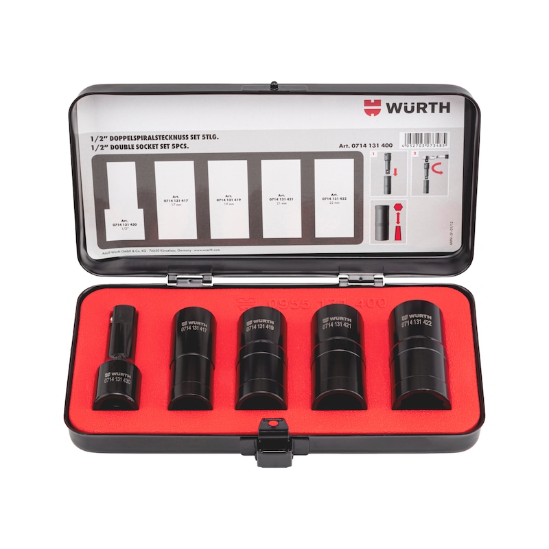 Jeu de douilles spiralées doubles 1/2 pouce - 5 pcs