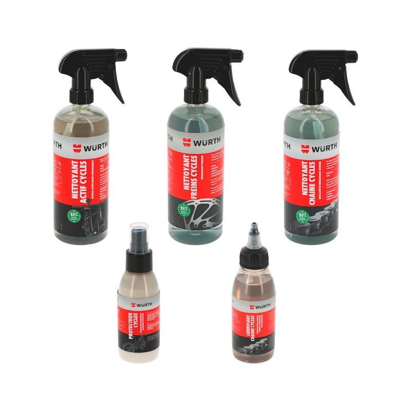 Lot découverte de nettoyants, huiles, protecteurs et dégraissants pour vélo - 5 pcs