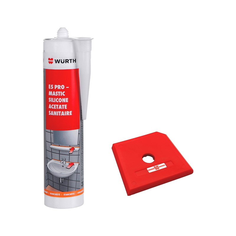 Lot de mastic silicone acétate E5 PRO et lisseur de joint - 26 pcs