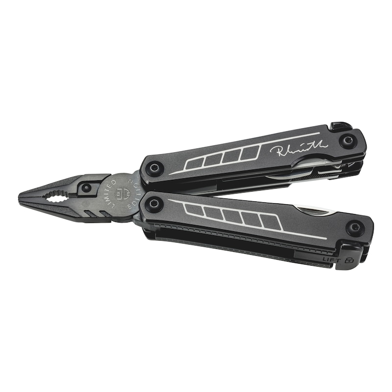 
RW Edition multitool with leather pouch and Reinhold Würth signature
