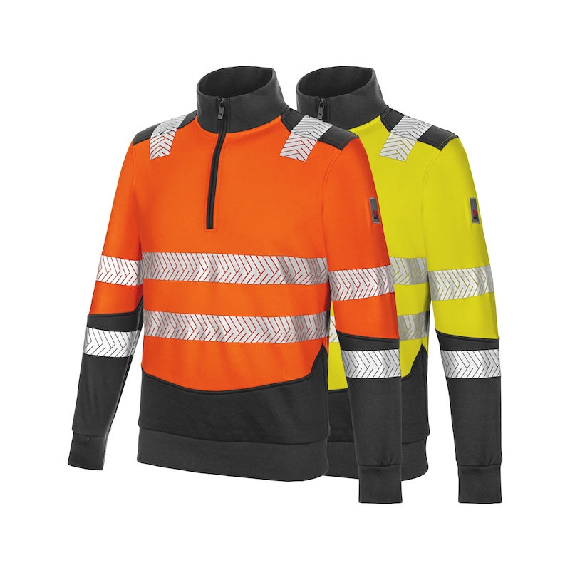 Sweat zippé haute visibilité - jaune ou orange - pour chantier