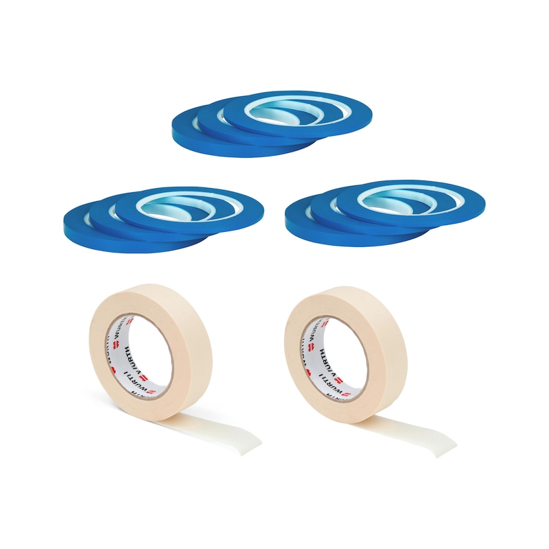 Lot découverte masquage - rubans de masquage crêpe et PVC fine line - 5 pcs