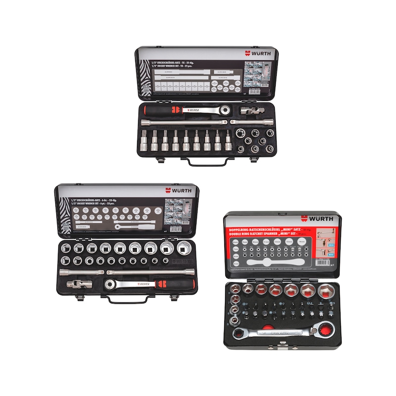 Lot de coffrets cliquets et douilles 1/2+1/4 pouce - 75 pcs