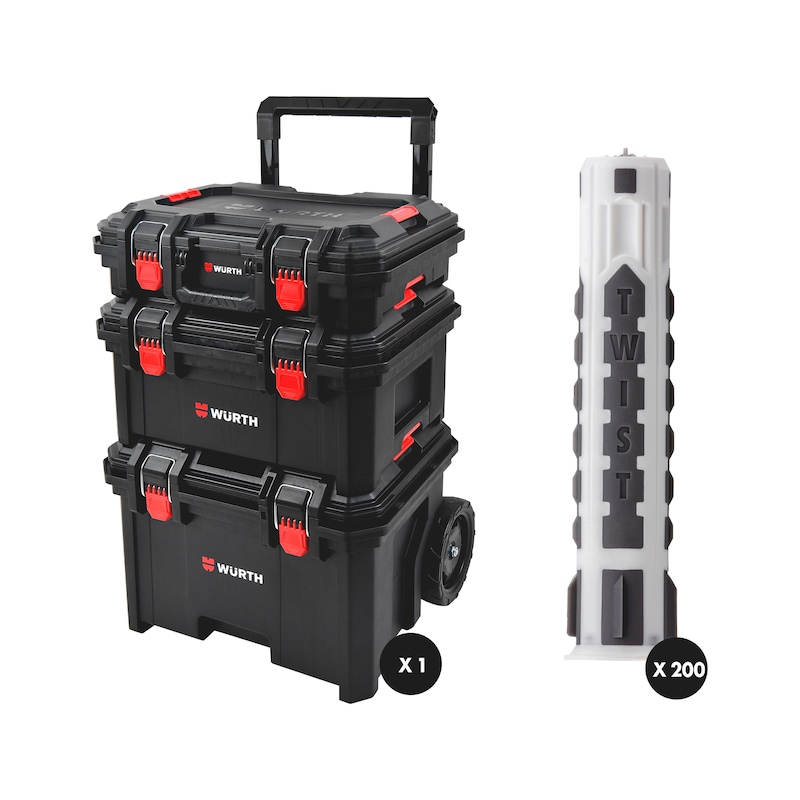 Lot de trolley Boxmaster et chevilles Shark Twist - 201 pcs