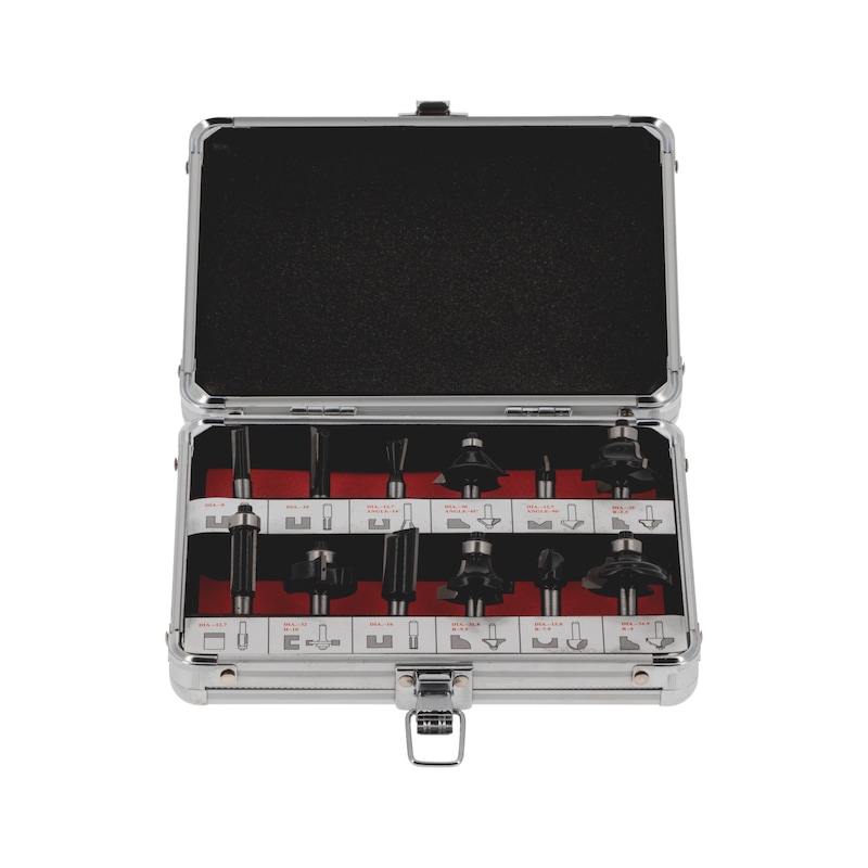 Coffret de 12 fraises HM pour usinage du bois