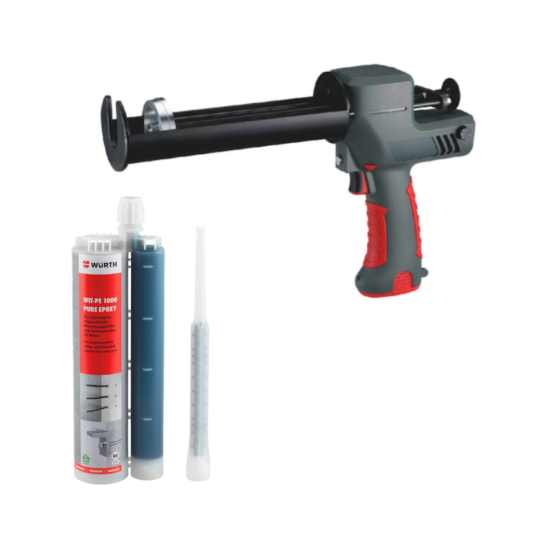 Kit - Mortier chimique PUR EPOXY WIT-PE 1000 + pistolet 585 à batterie 7.2V - 240 pcs