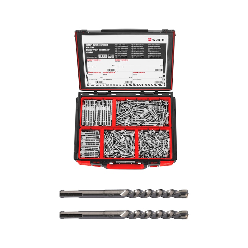 Lot de chevilles Shark Twist et forets à percussion - 454 pcs