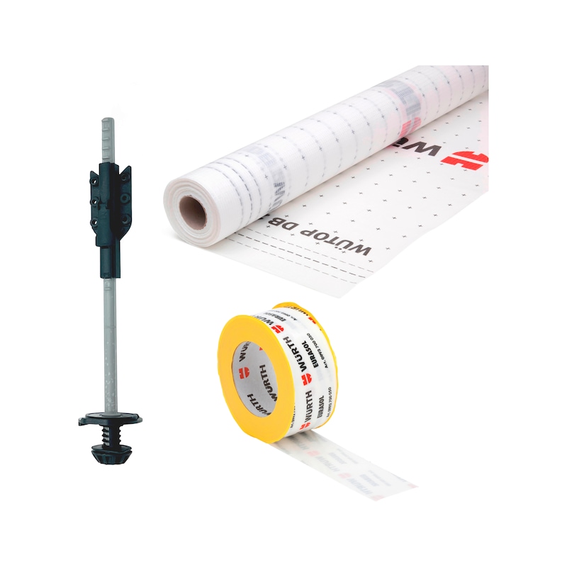 Lot de suspentes réglables ISOLA 2 pour combles, frein-vapeur et rubans d'étanchéité - 154 pcs