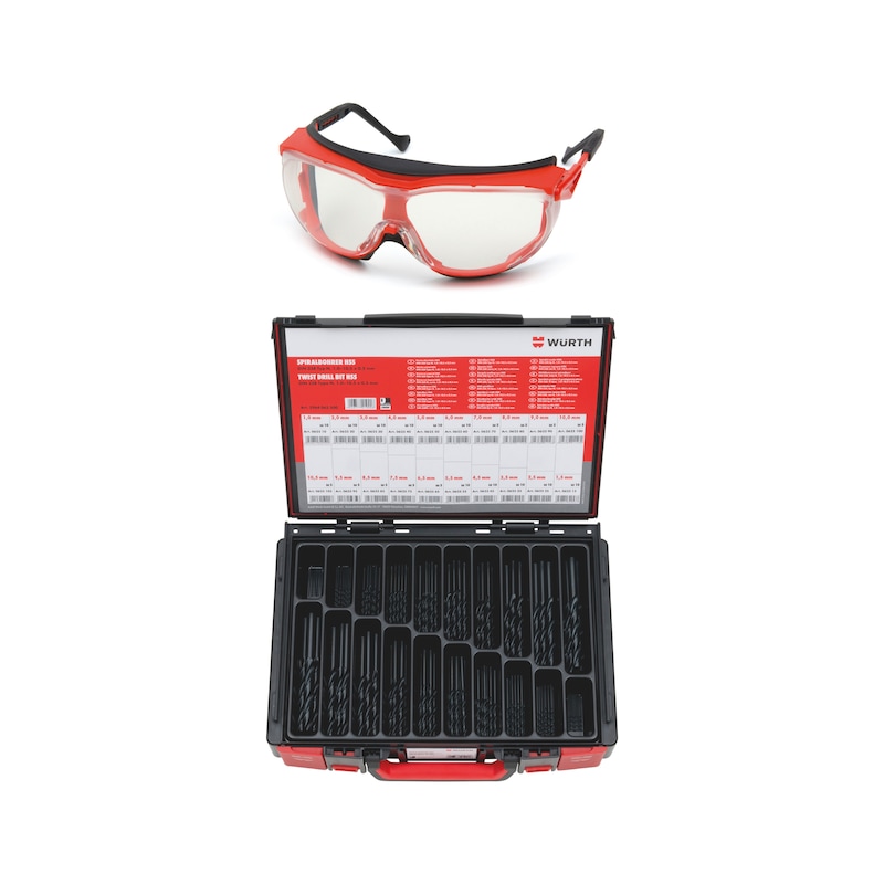 Lot de forets métal HSS et lunettes de sécurité Wega - 156 pcs