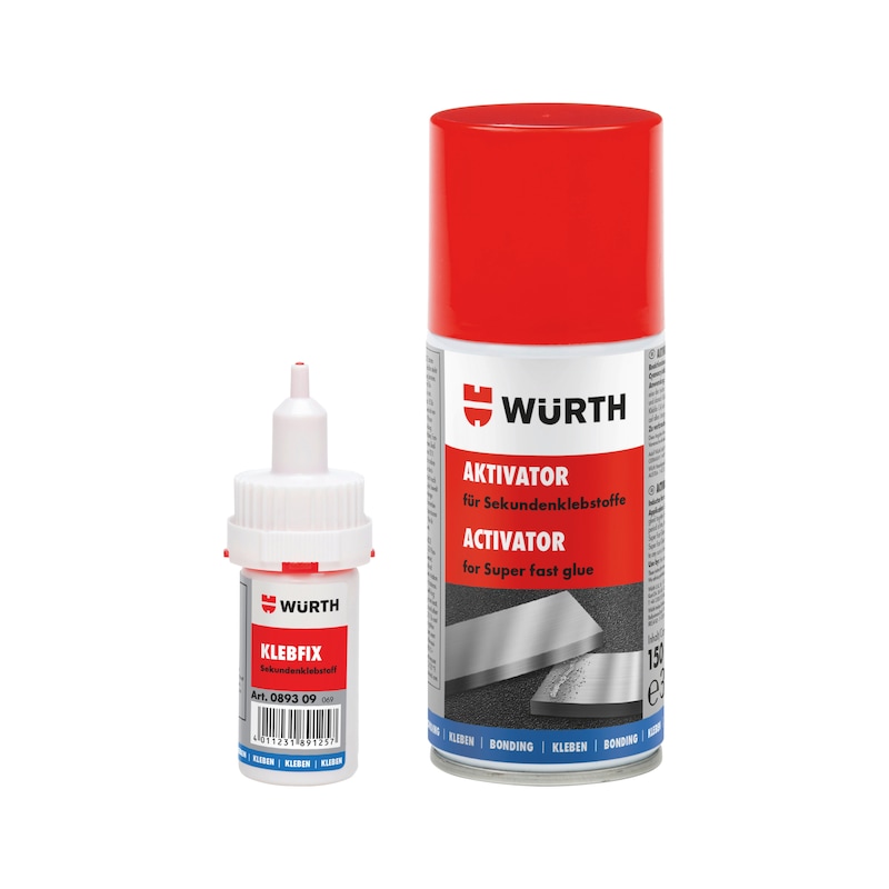 Lot de colle structurale cyanoacrylate Klebfix avec activateur - 5 pcs