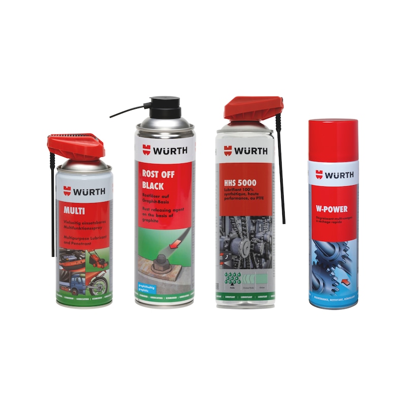 Lot de lubrifiant, dégrippant, huile d'entretien et dégraissant - 4 pcs