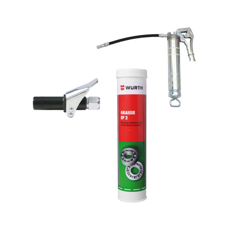 Lot de pompe à graisse manuelle avec agrafe et cartouche EP2 400g - 3 pcs