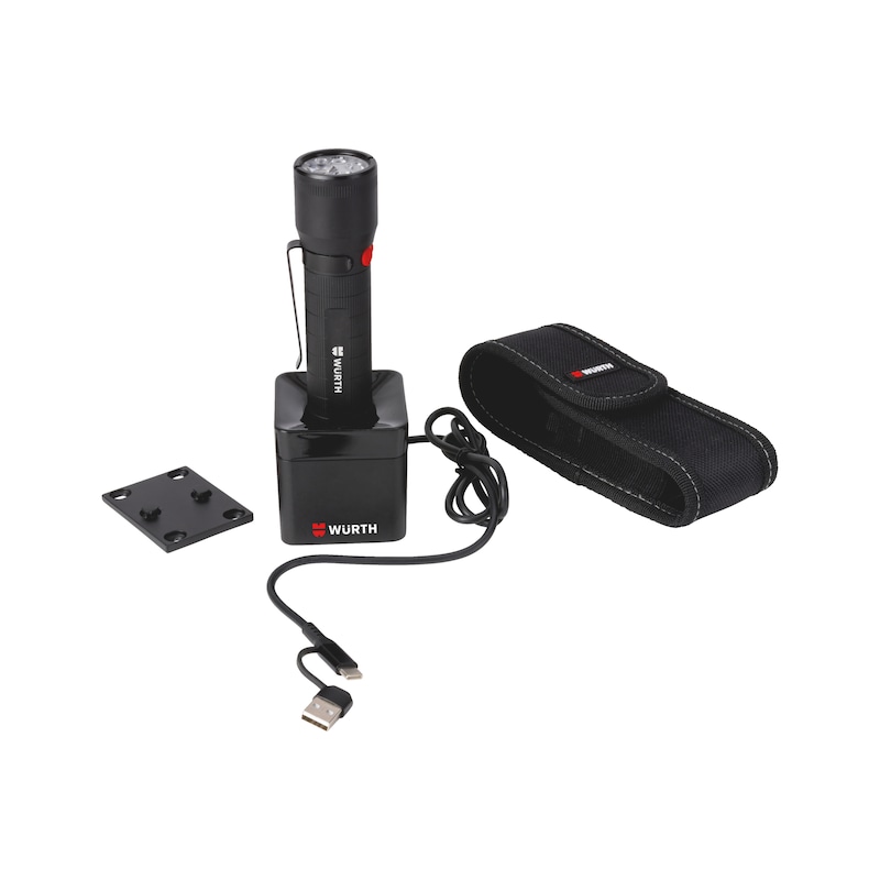 Würth Taschenlampe WTX4R – 800 Lumen, Wiederaufladbar, IP67, Mit Magnetladesystem & Fokus-Funktion