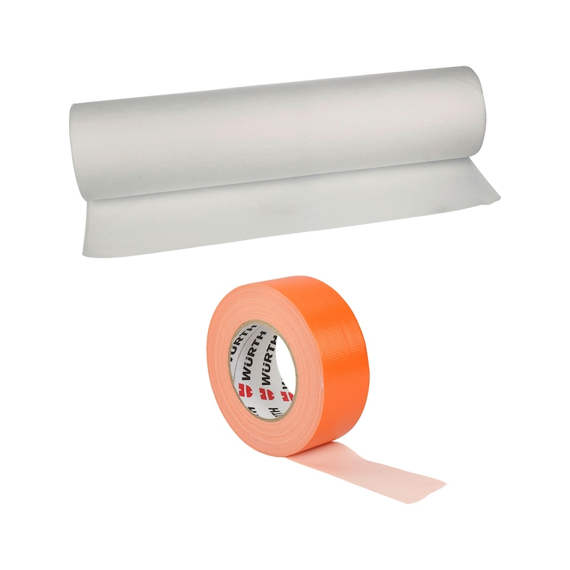 Lot protection des sols - bâche GRIPTEC et rubans adhésifs toilés orange