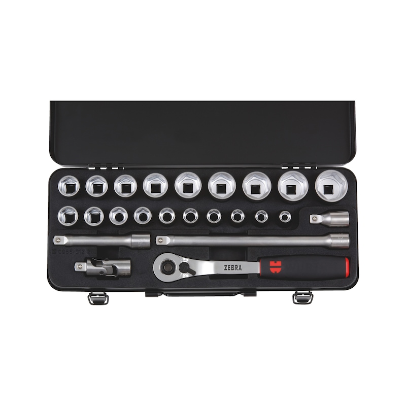 Coffret de douilles 1/2 Zebra avec cliquet