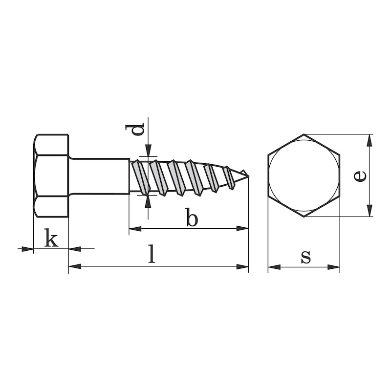 Holzschraube Sechskantkopf DIN 571, Edelstahl A2 - SHR-6KT-DIN571-HO-A2-SW10-6X30