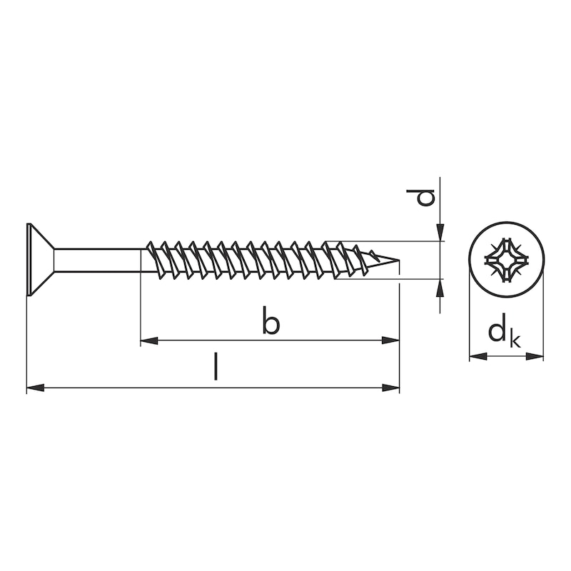 Chipboard screw  Wüpofast <SUP>®</SUP> 2.0 - SCR-CS-MPK-WO-CT-Z2-(A3K)-5X90/54