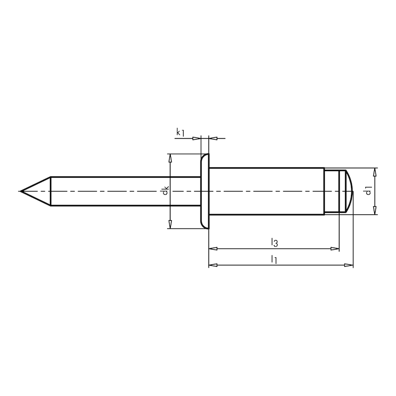 Rivet aveugle pétale - tête plate - alu/alu