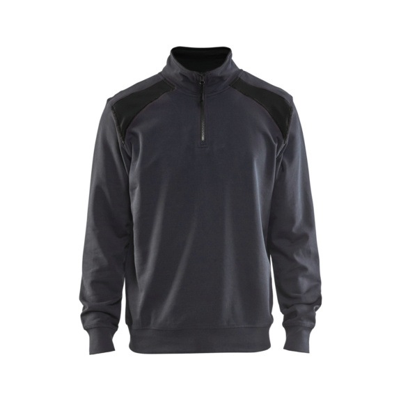 Sweater mit Half-Zip 2-Farbig 3353 1158 - Sweater mit Half-Zip 2-farbig Mittelgrau/Schwarz 3353 1158 9699 XXXL