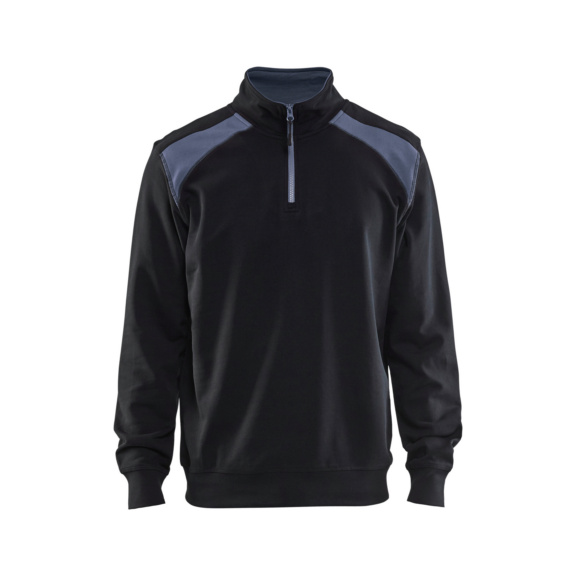 Sweater mit Half-Zip 2-Farbig 3353 1158 - Sweater mit Half-Zip 2-farbig Schwarz/Grau 3353 1158 9994 XXXL