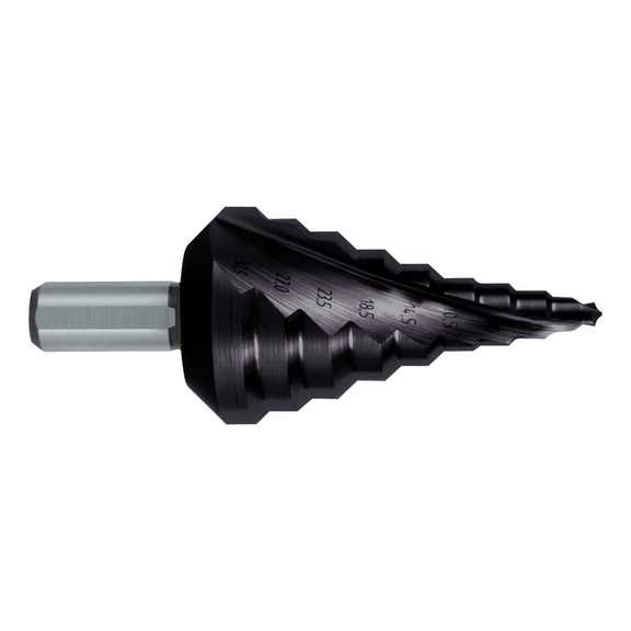 Stepped drill bit HSS-TiAIN - Stepped drill bit HSS TiAlN, core hole, 5.3–30.5 mm