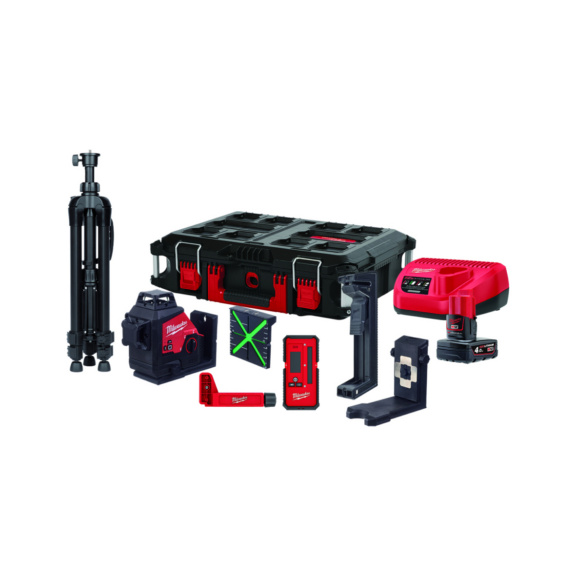 Akku-Kreuzliniienlaser und Zubeh&ouml;r Milwaukee - Milwaukee M12 3PLKIT-401P Kreuzlinienlaser 3 x 360&deg; Kit