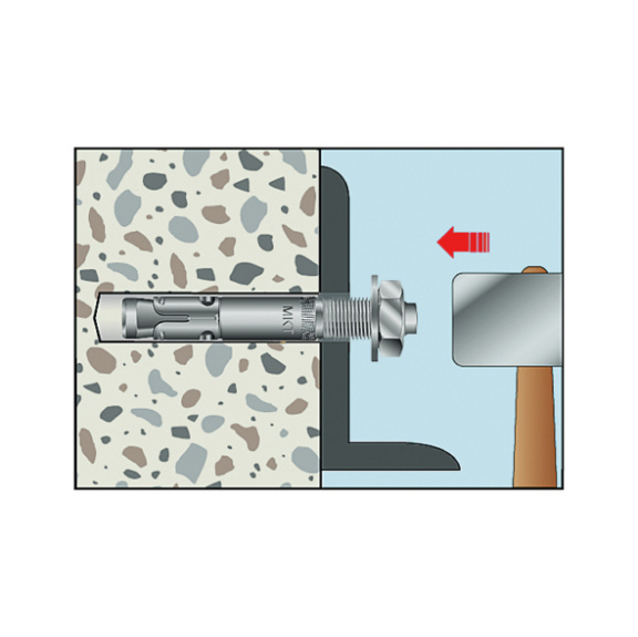 Stud anchor B, galvanised - Stud anchor B, zinc-plated, clamping thickness 60 mm, ETA approval, M 16 x 180