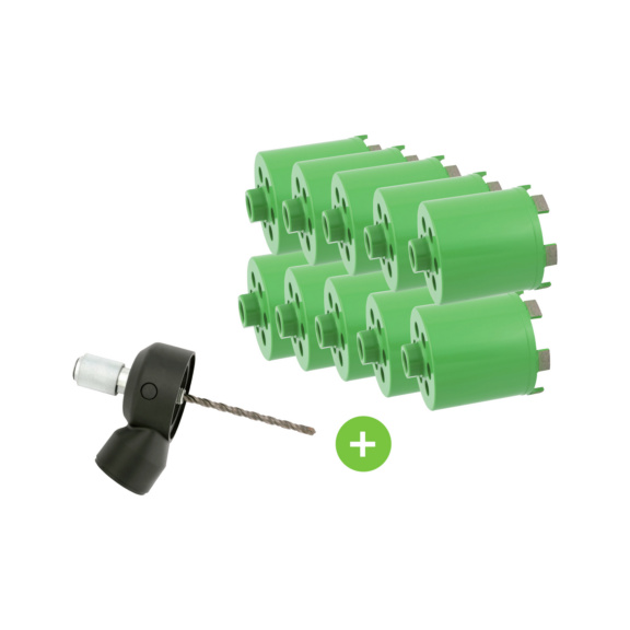 Diamant-Dosensenker ultra - Einsatz mit Staubabsaugung Dosensenker ultra  + Absaugung - Diadrill Aktionspaket 10 x Dia-Dosensenker ultra 82mm + Absaugung