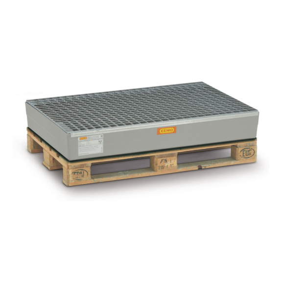 Auffangwannen aus GFK f&uuml;r Euro-Paletten - Auffangwanne 140 l  m. Stahlgitter 120 x 80 x 19 (L/B/H)